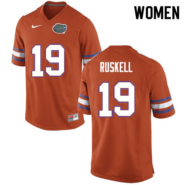 Women #19 Jack Ruskell Florida Gators College Football Jerseys Orange